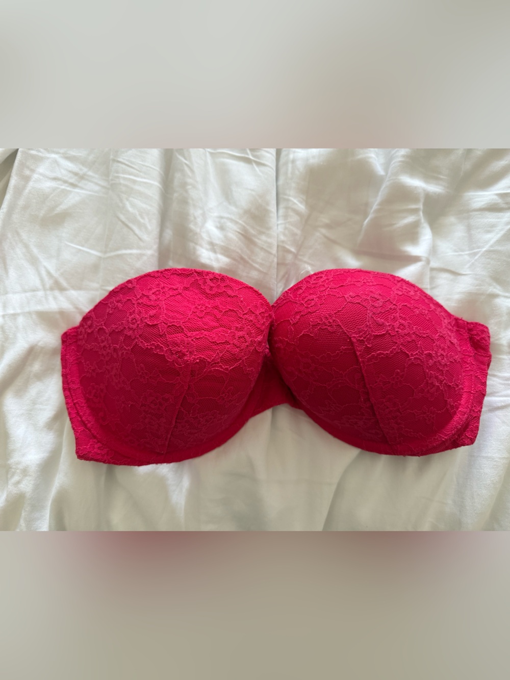 Strapless Lace Bra - Hot Pink (More reddish than pink)